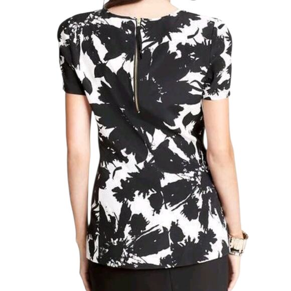 ANN TAYLOR Classic Floral Silk Blouse Top *READ 4 Spandex Abstract Dressy Career - Picture 3 of 10